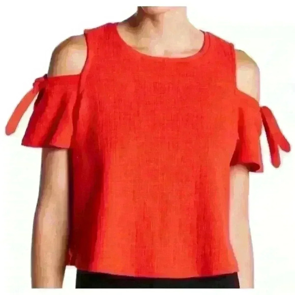 Madewell Tops - Madewell Skylark Cold Shoulder Red Swing Top Size Small #618-5